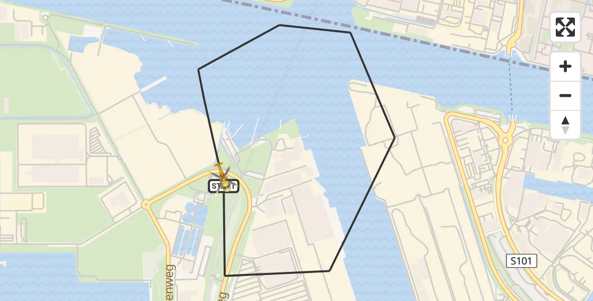 Vluchtroute Traumahelikopter Amsterdam Heliport - Amsterdam Heliport, 19 oktober 2023, 14:25