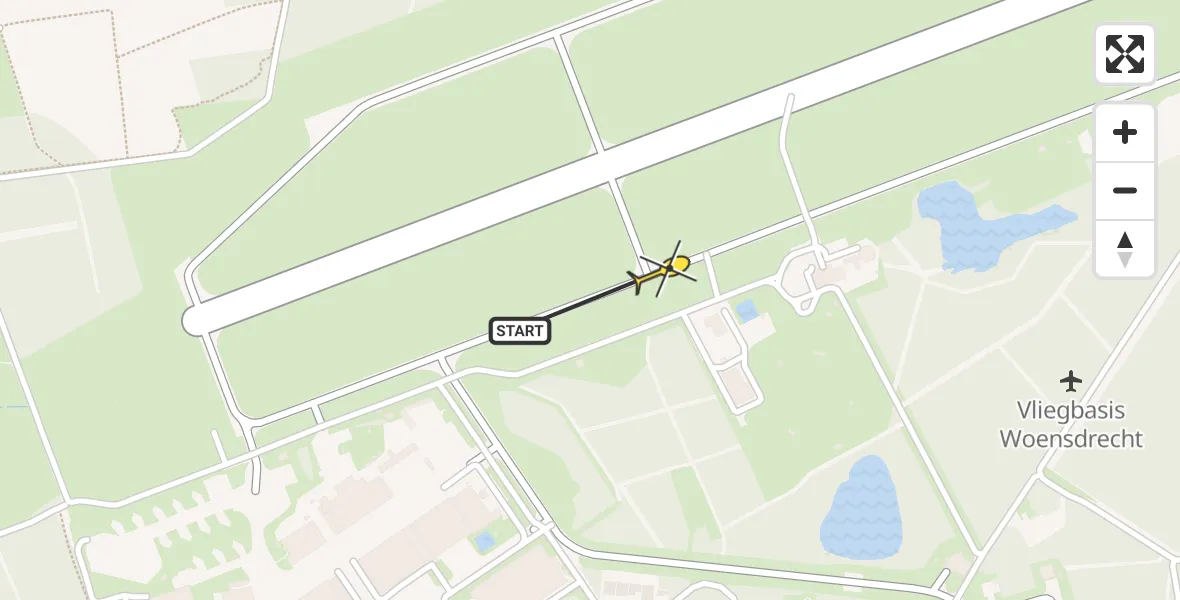 Routekaart van de vlucht: Politiehelikopter naar Vliegbasis Woensdrecht