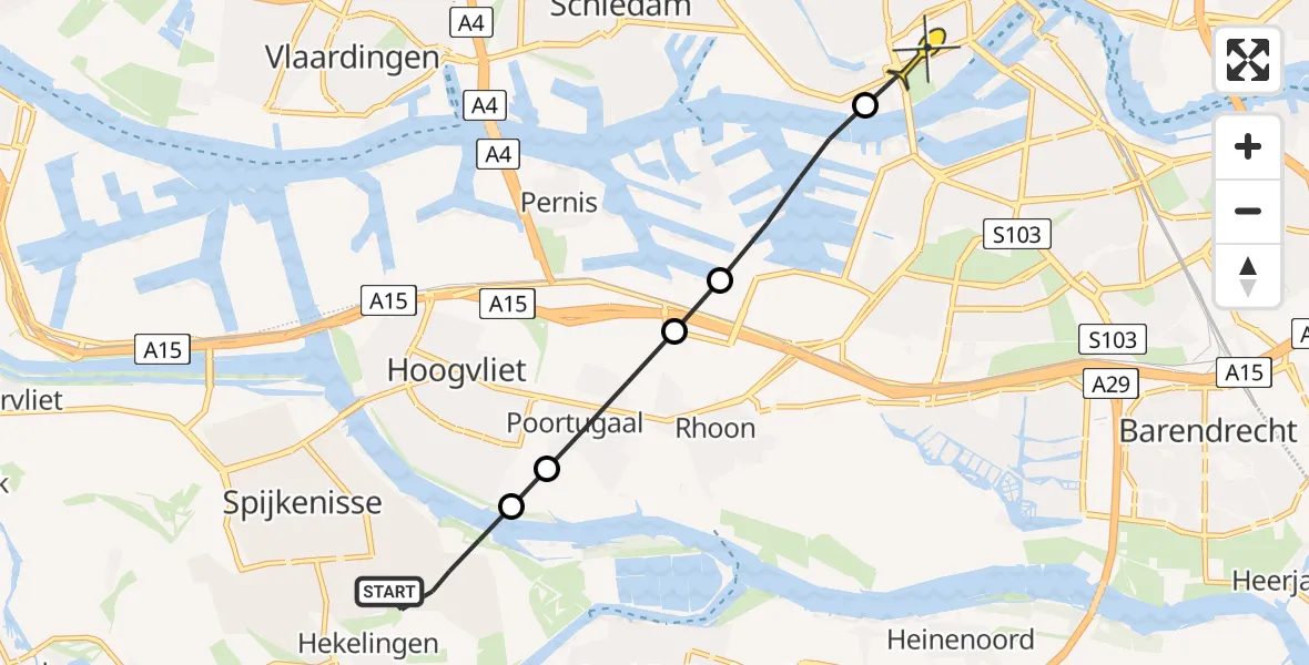 Routekaart van de vlucht: Lifeliner 2 naar Erasmus MC