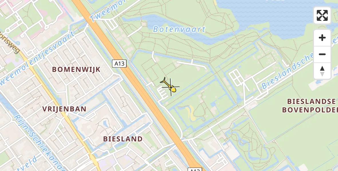 Routekaart van de vlucht: Lifeliner 1 naar Delft