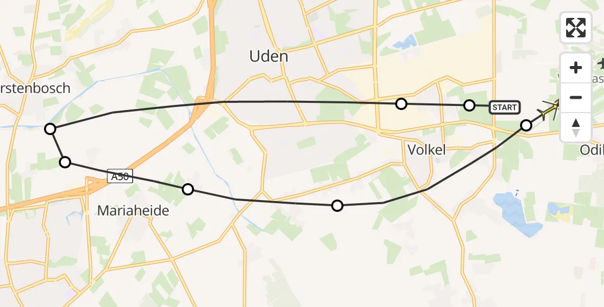 Routekaart van de vlucht: Lifeliner 3 naar Vliegbasis Volkel