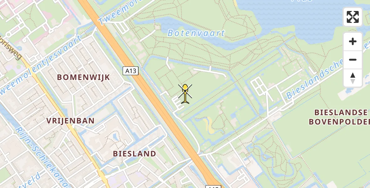 Routekaart van de vlucht: Traumaheli naar Delft