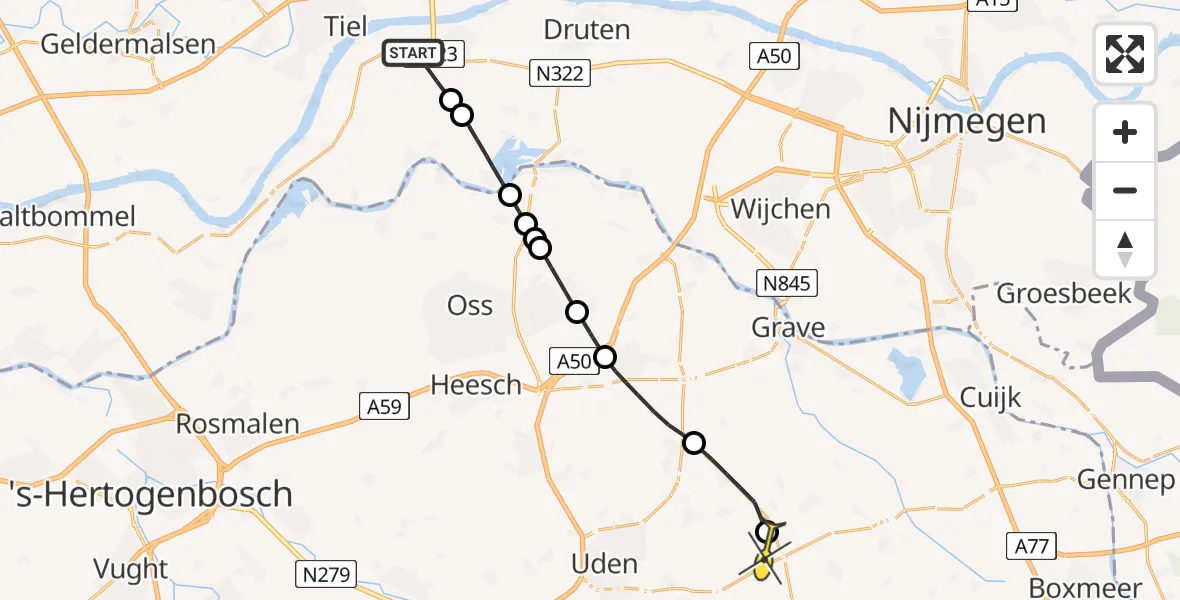 Routekaart van de vlucht: Lifeliner 3 naar Volkel