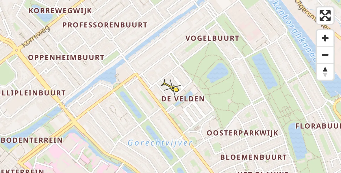 Routekaart van de vlucht: Ambulanceheli naar Universitair Medisch Centrum Groningen