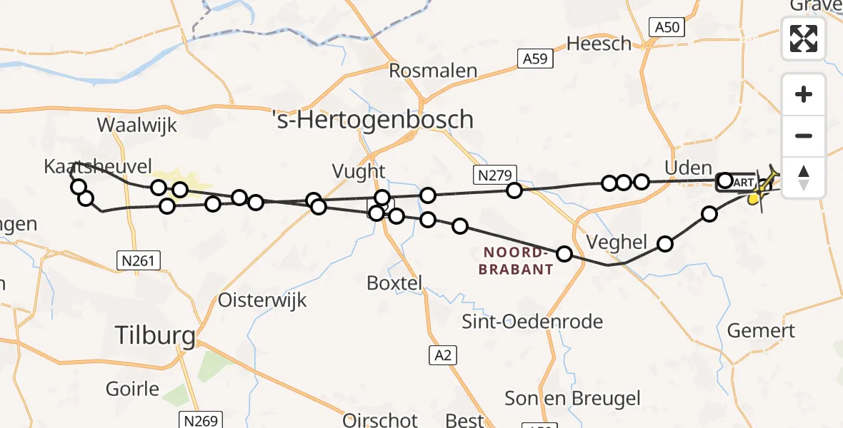 Routekaart van de vlucht: Lifeliner 3 naar Vliegbasis Volkel