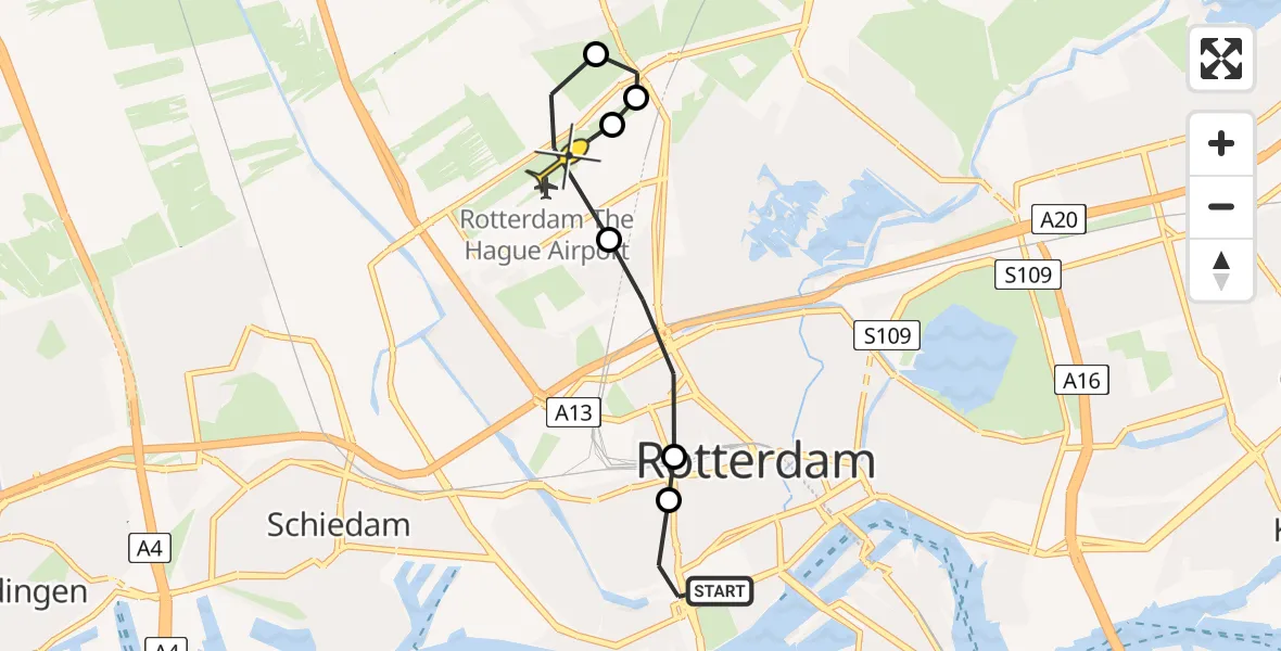 Routekaart van de vlucht: Lifeliner 2 naar Rotterdam The Hague Airport