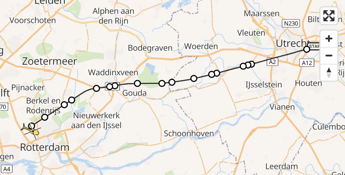 Routekaart van de vlucht: Lifeliner 2 naar Rotterdam The Hague Airport