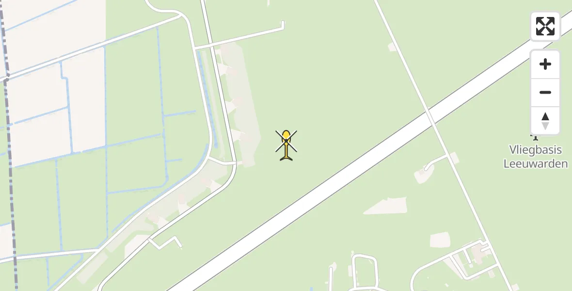 Vluchtroute Ambulancehelikopter van Vliegbasis Leeuwarden naar Vliegbasis Leeuwarden
