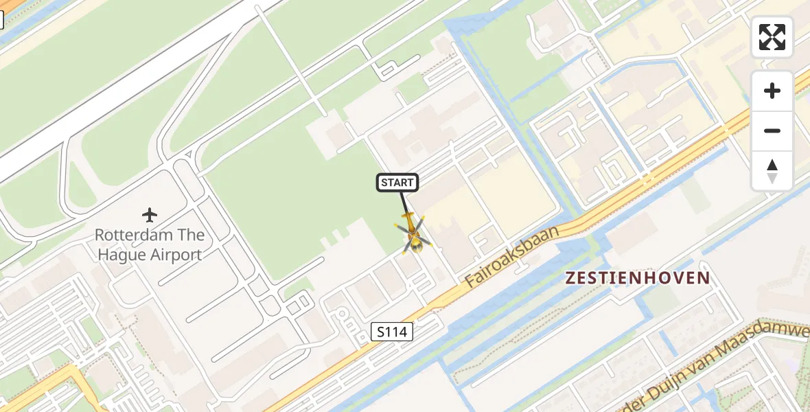 Vluchtroute Traumahelikopter Rotterdam The Hague Airport - Rotterdam The Hague Airport, 21 oktober 2023, 10:33