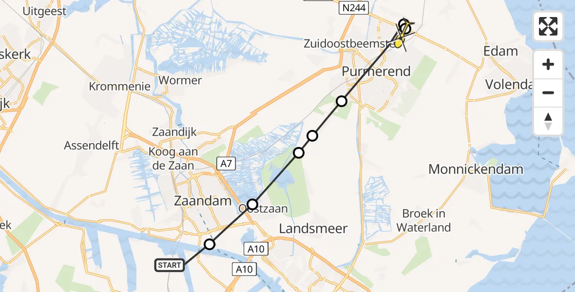 Routekaart van de vlucht: Lifeliner 1 naar Purmerend