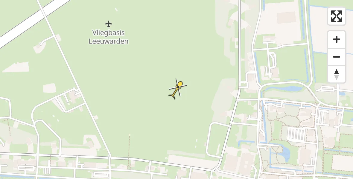 Vluchtroute Ambulancehelikopter van Vliegbasis Leeuwarden naar Vliegbasis Leeuwarden