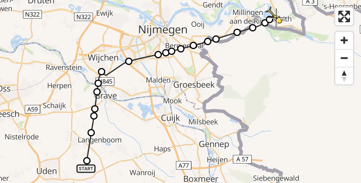 Routekaart van de vlucht: Lifeliner 3 naar Tolkamer