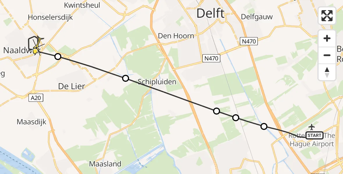 Routekaart van de vlucht: Lifeliner 2 naar Naaldwijk