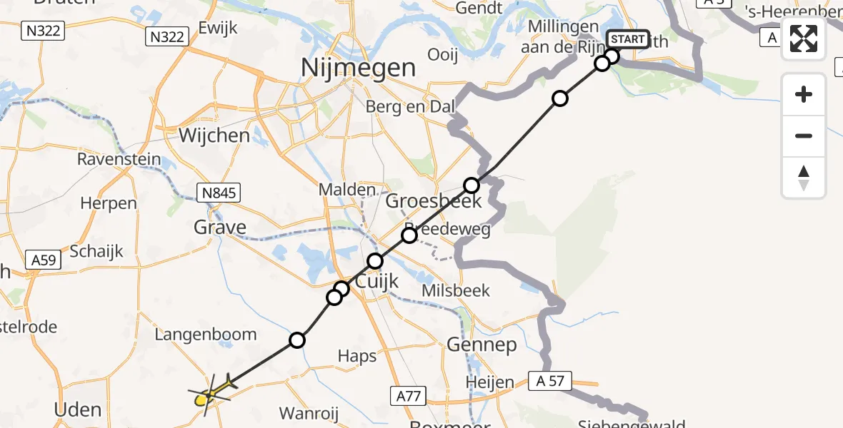 Routekaart van de vlucht: Lifeliner 3 naar Zeeland