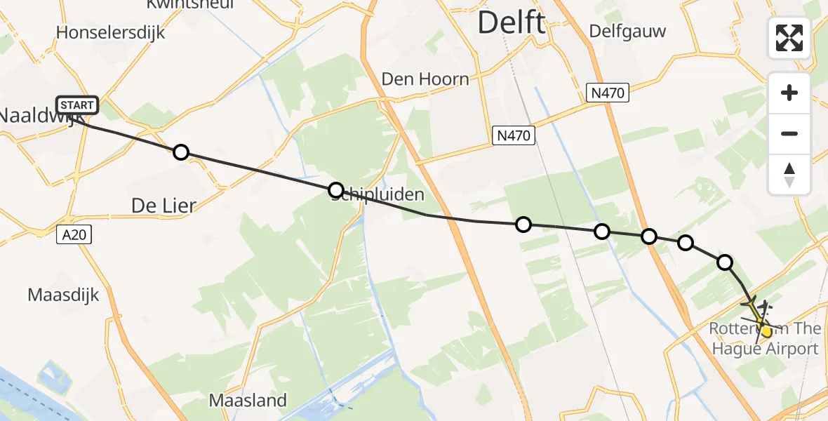 Routekaart van de vlucht: Lifeliner 2 naar Rotterdam The Hague Airport