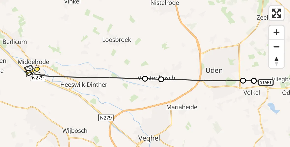 Routekaart van de vlucht: Lifeliner 3 naar Berlicum