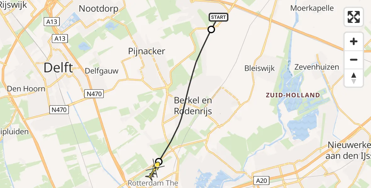 Routekaart van de vlucht: Lifeliner 2 naar Rotterdam The Hague Airport