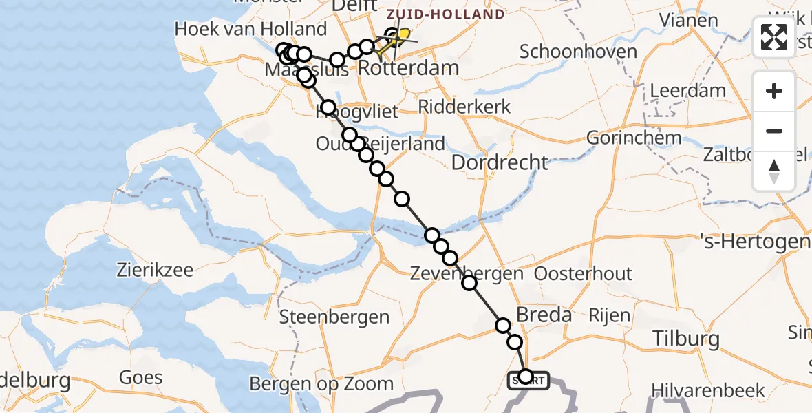 Routekaart van de vlucht: Lifeliner 2 naar Rotterdam The Hague Airport