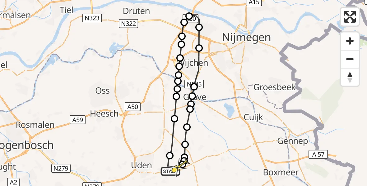 Routekaart van de vlucht: Lifeliner 3 naar Vliegbasis Volkel