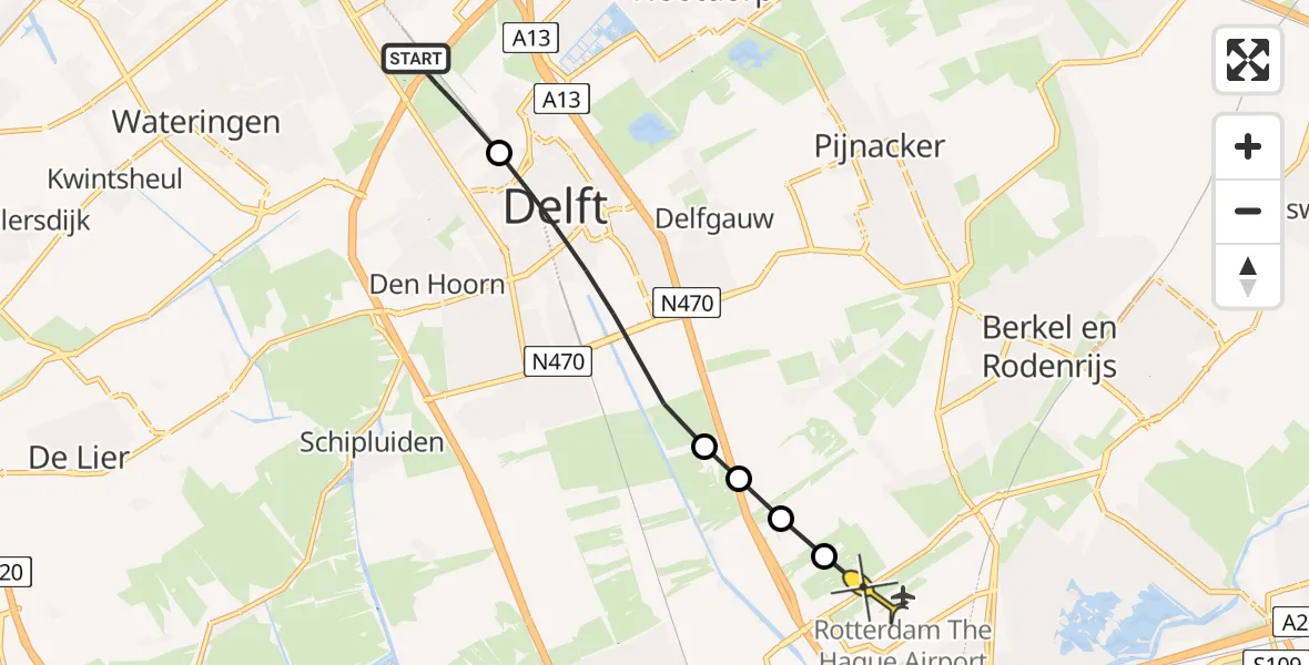 Routekaart van de vlucht: Lifeliner 2 naar Rotterdam The Hague Airport