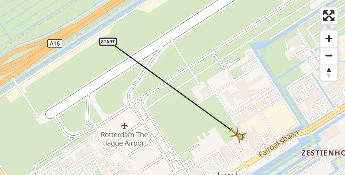 Vluchtroute Traumahelikopter Rotterdam The Hague Airport - Rotterdam The Hague Airport, 22 oktober 2023, 08:01