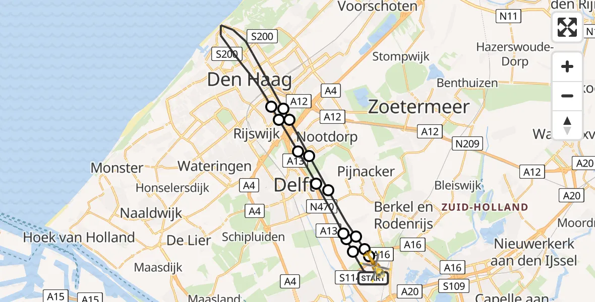 Vluchtroute Traumahelikopter Rotterdam The Hague Airport - Rotterdam The Hague Airport, 22 oktober 2023, 14:40