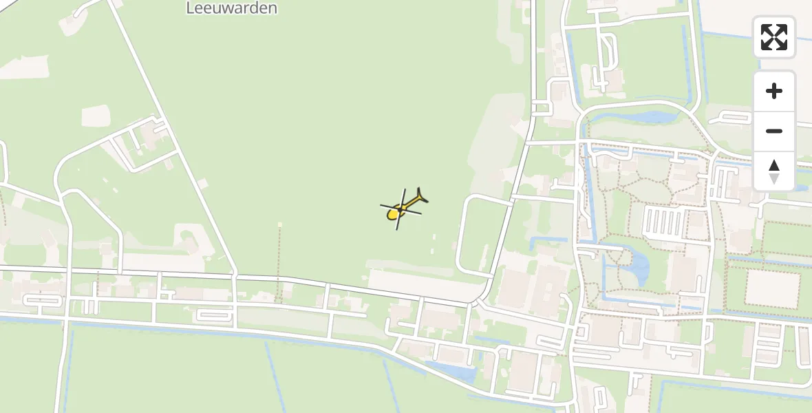 Vluchtroute Ambulancehelikopter van Vliegbasis Leeuwarden naar Vliegbasis Leeuwarden