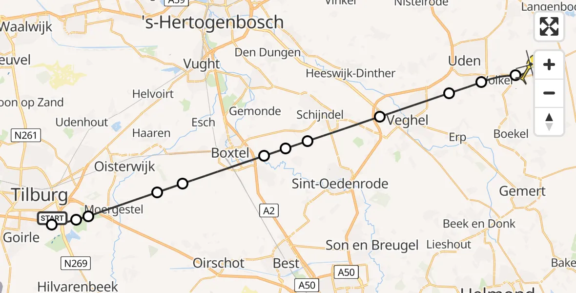 Routekaart van de vlucht: Lifeliner 3 naar Vliegbasis Volkel