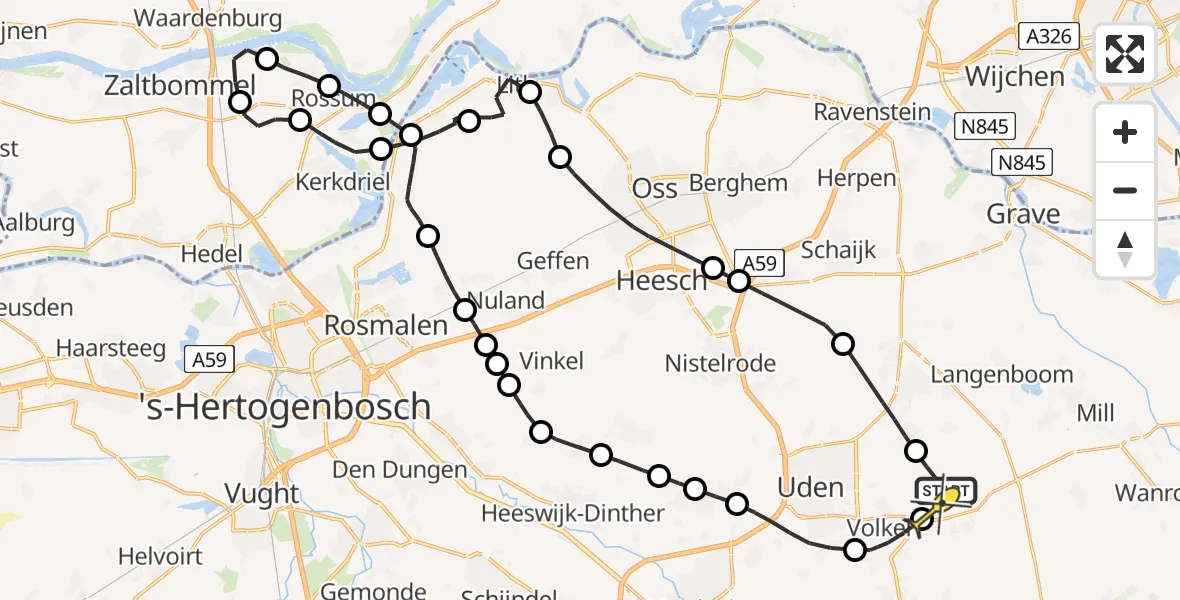 Routekaart van de vlucht: Lifeliner 3 naar Vliegbasis Volkel