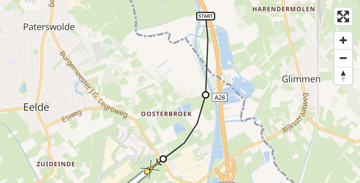 Routekaart van de vlucht: Lifeliner 4 naar Groningen Airport Eelde