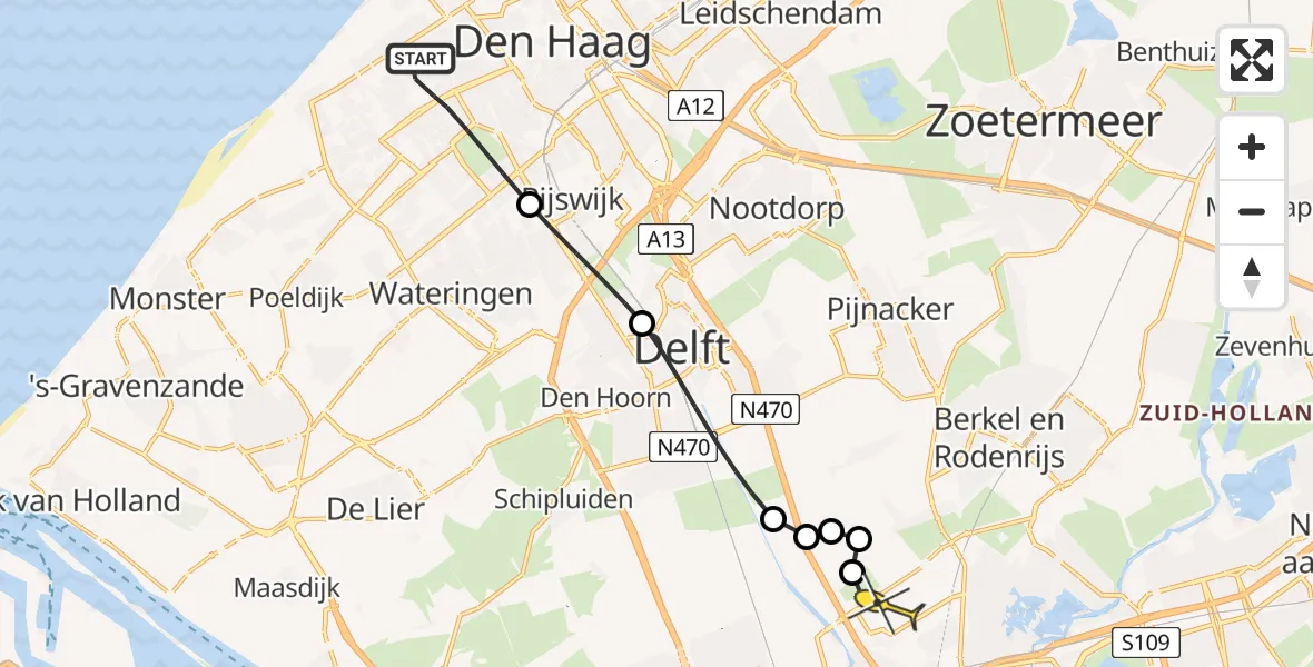 Routekaart van de vlucht: Lifeliner 2 naar Rotterdam The Hague Airport