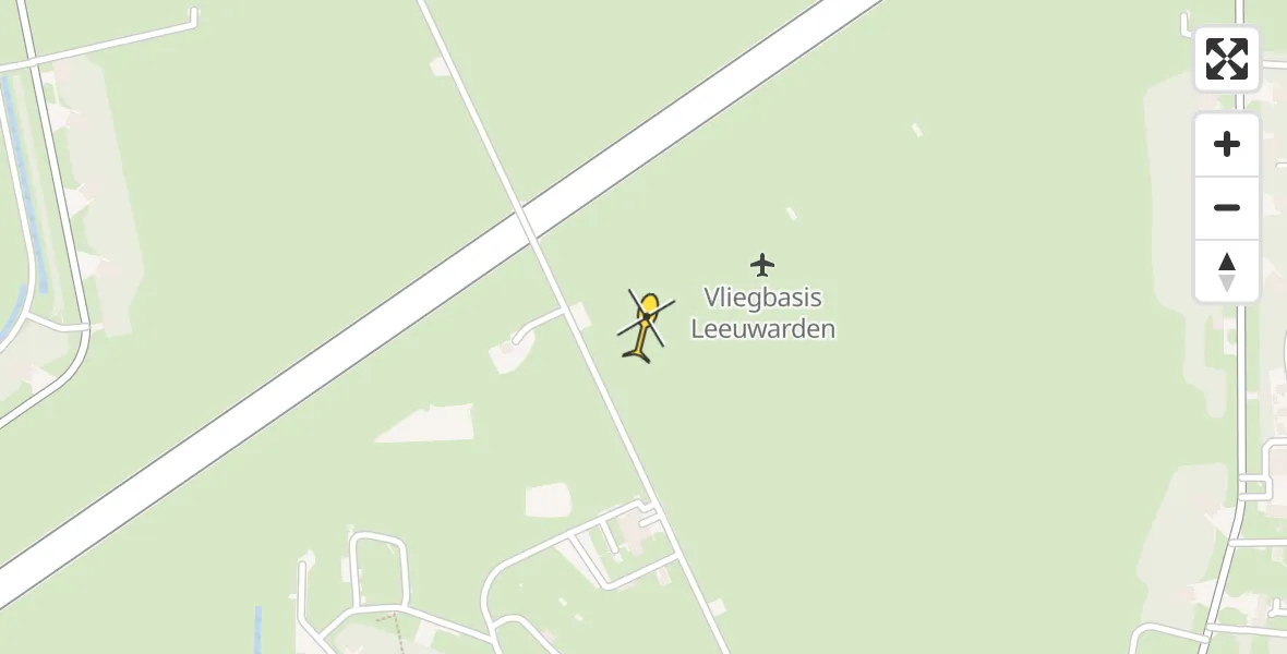 Vluchtroute Ambulancehelikopter van Vliegbasis Leeuwarden naar Vliegbasis Leeuwarden