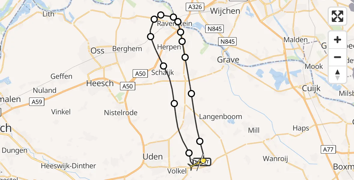 Routekaart van de vlucht: Lifeliner 3 naar Vliegbasis Volkel