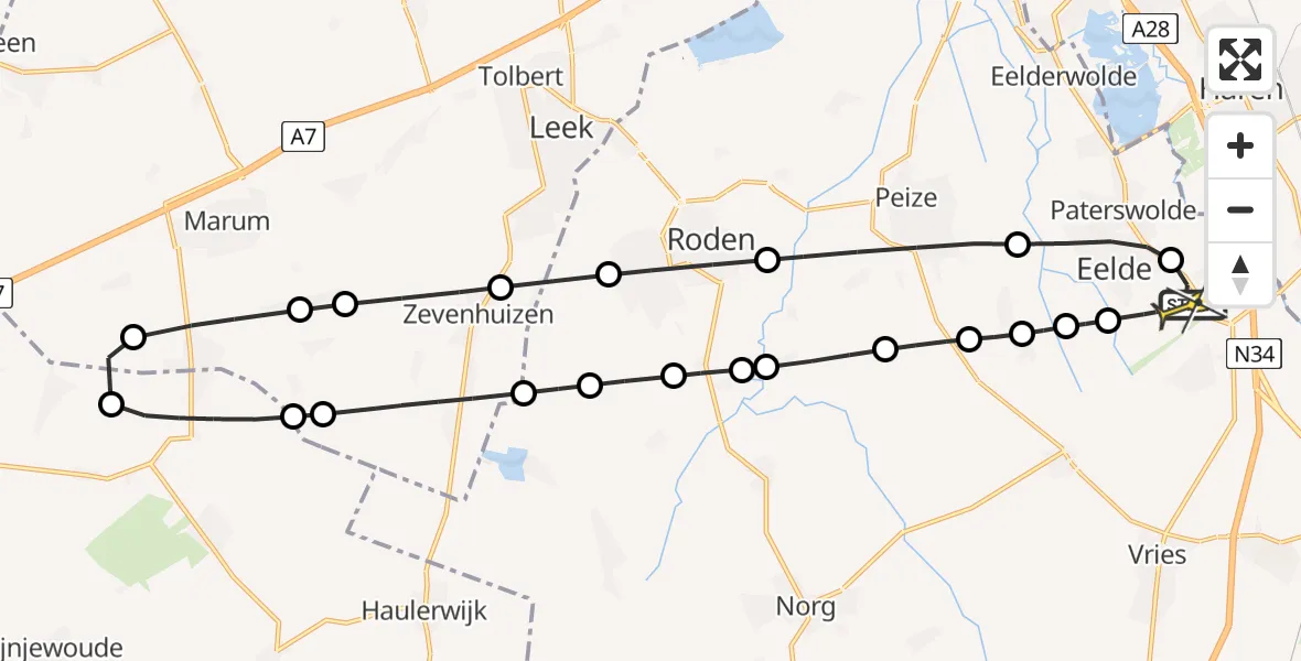 Routekaart van de vlucht: Lifeliner 4 naar Groningen Airport Eelde