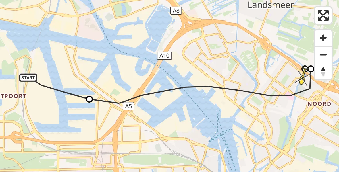 Routekaart van de vlucht: Lifeliner 1 naar Amsterdam