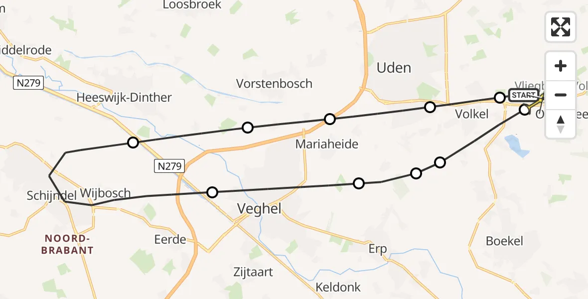 Routekaart van de vlucht: Lifeliner 3 naar Vliegbasis Volkel