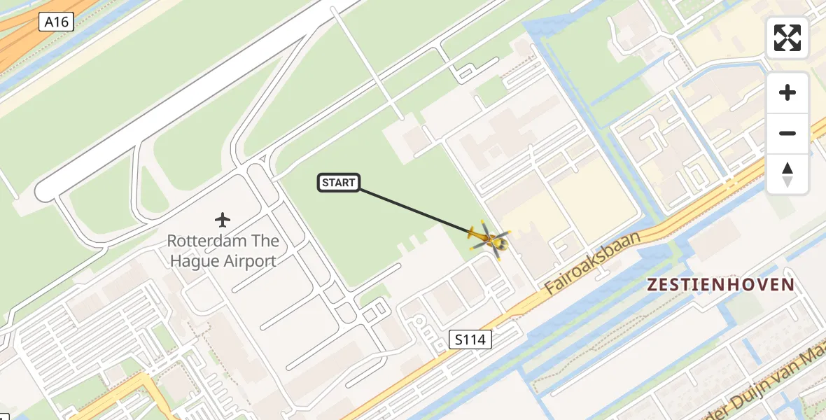 Vluchtroute Traumahelikopter Rotterdam The Hague Airport - Rotterdam The Hague Airport, 24 oktober 2023, 08:01
