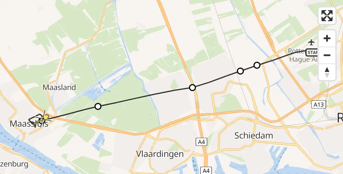 Routekaart van de vlucht: Lifeliner 2 naar Maassluis