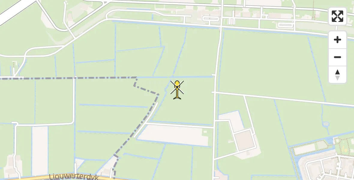 Vluchtroute Ambulancehelikopter van Vliegbasis Leeuwarden naar Vliegbasis Leeuwarden