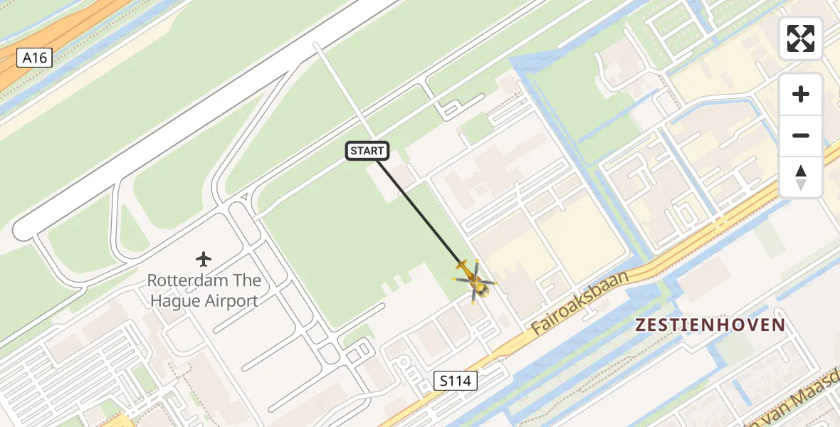 Vluchtroute Traumahelikopter Rotterdam The Hague Airport - Rotterdam The Hague Airport, 24 oktober 2023, 10:26