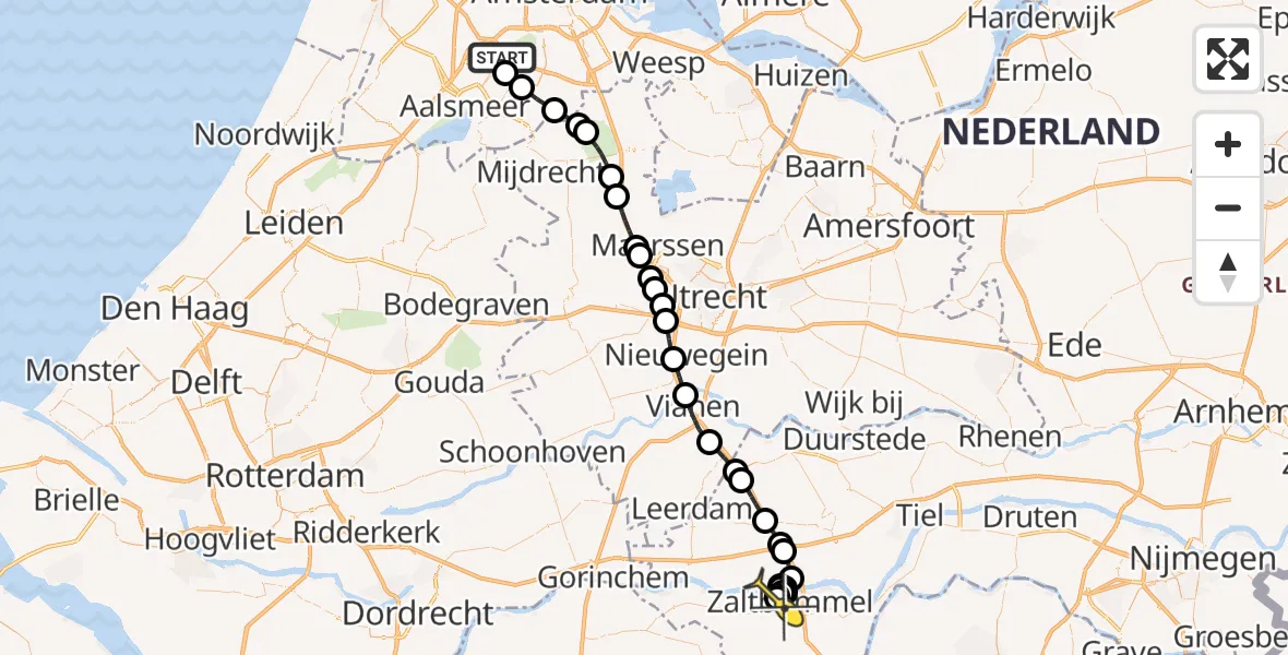 Routekaart van de vlucht: Politiehelikopter naar Gameren