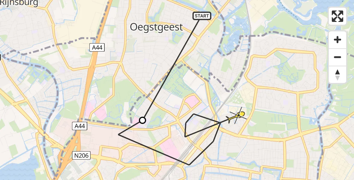 Routekaart van de vlucht: Ambulancehelikopter naar Leiden