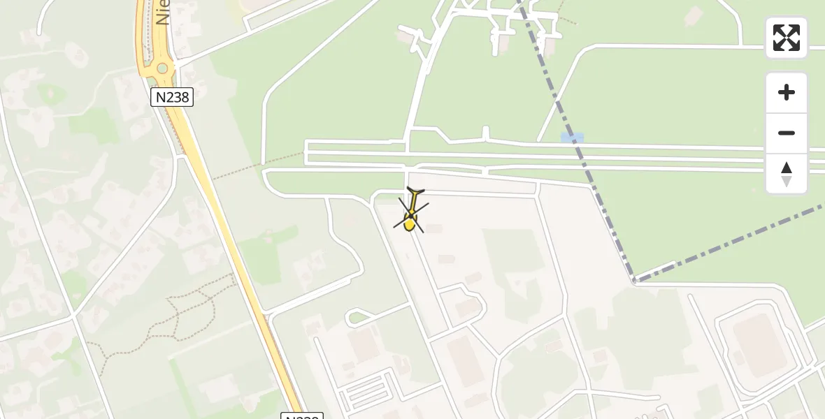 Routekaart van de vlucht: Politiehelikopter naar Huis ter Heide