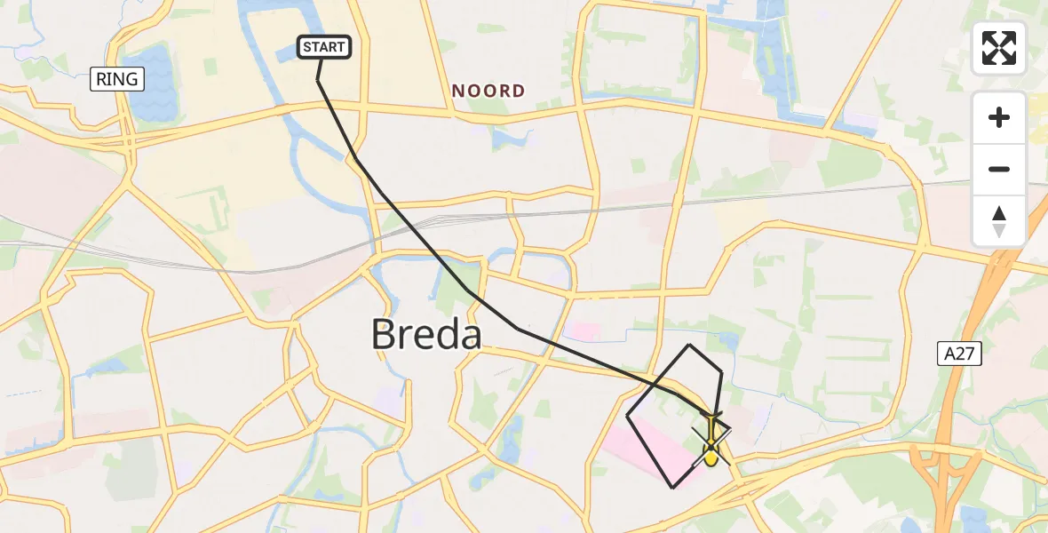 Routekaart van de vlucht: Lifeliner 2 naar Breda