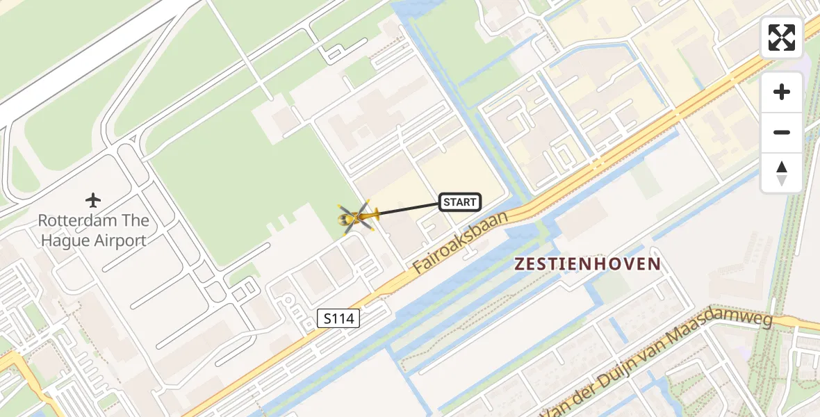 Vluchtroute Traumahelikopter Rotterdam The Hague Airport - Rotterdam The Hague Airport, 24 oktober 2023, 14:42