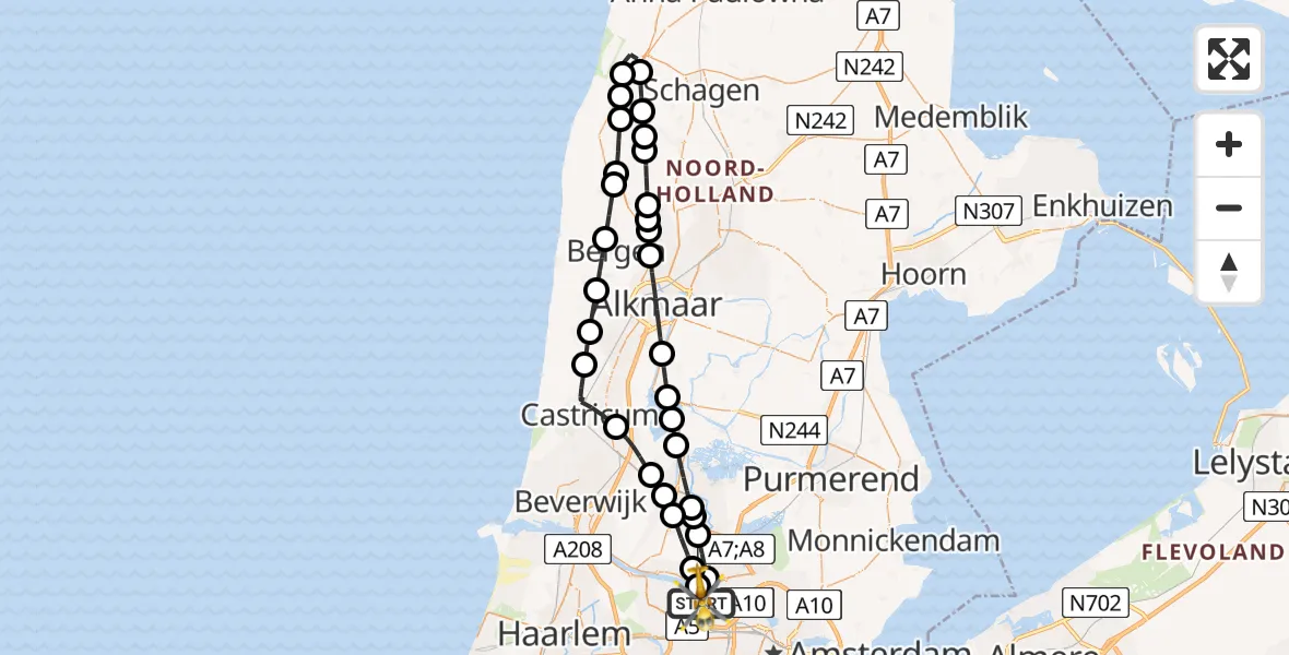 Vluchtroute Traumahelikopter Amsterdam Heliport - Amsterdam Heliport, 24 oktober 2023, 14:49