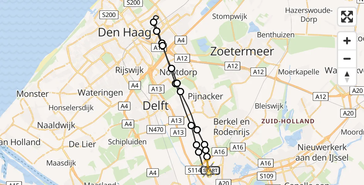 Vluchtroute Traumahelikopter Rotterdam The Hague Airport - Rotterdam The Hague Airport, 24 oktober 2023, 15:53
