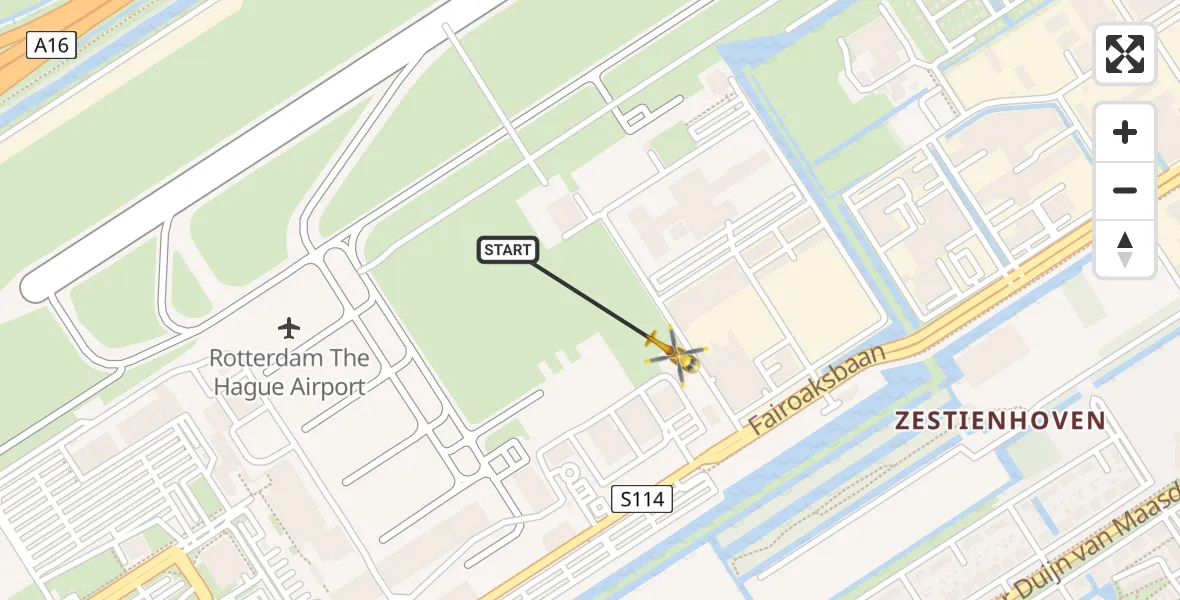 Vluchtroute Traumahelikopter Rotterdam The Hague Airport - Rotterdam The Hague Airport, 24 oktober 2023, 16:07