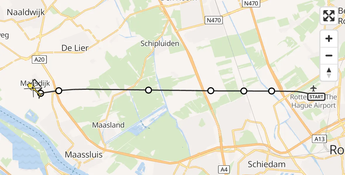 Routekaart van de vlucht: Lifeliner 2 naar Maasdijk