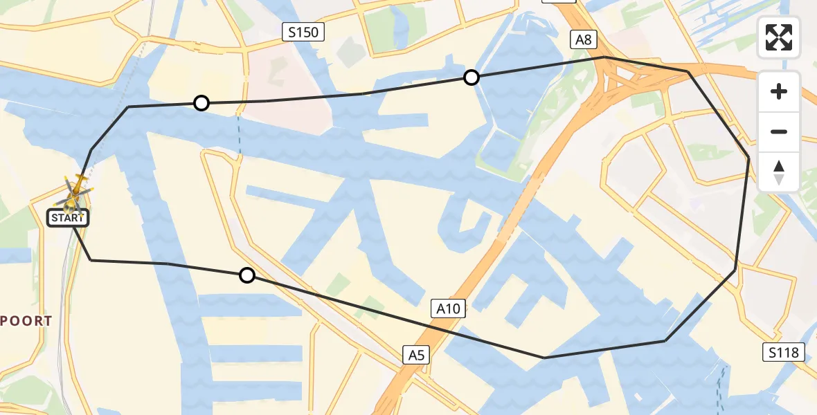 Vluchtroute Traumahelikopter Amsterdam Heliport - Amsterdam Heliport, 24 oktober 2023, 17:13